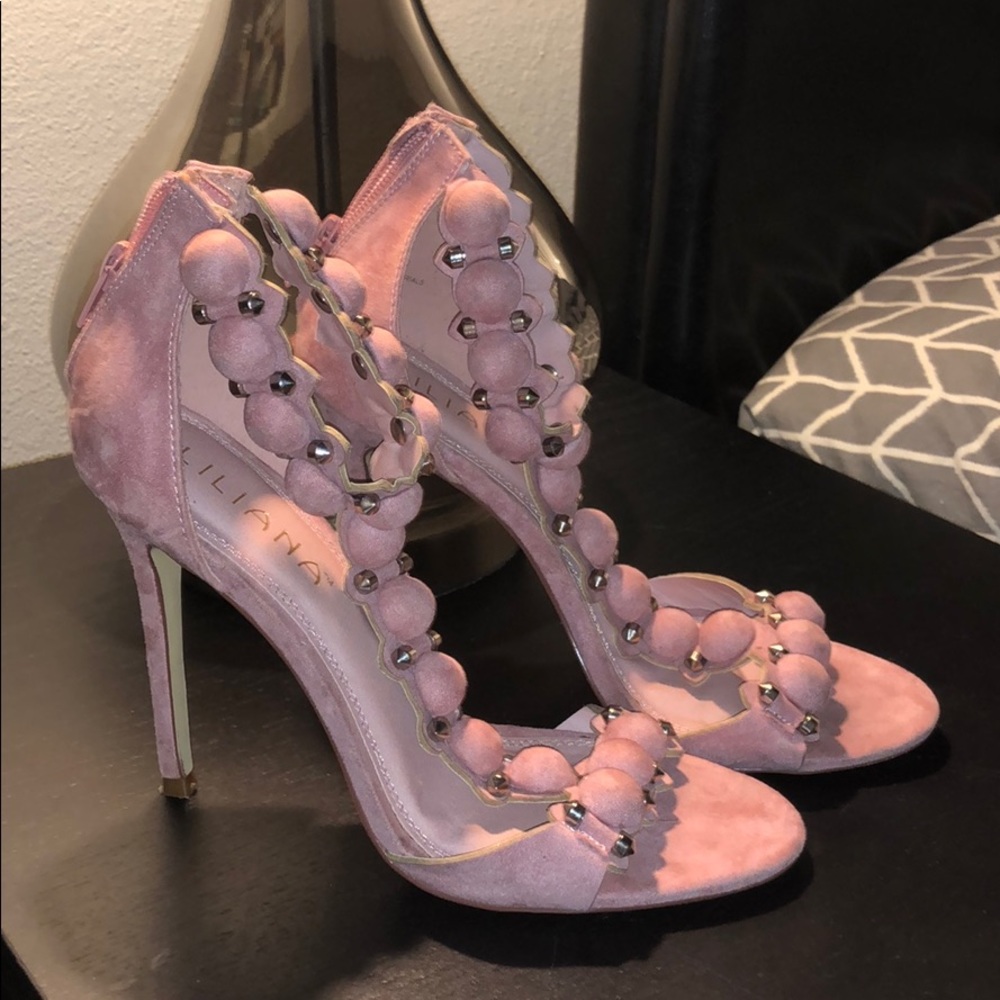 Rose color sandals Alaia inspired heels